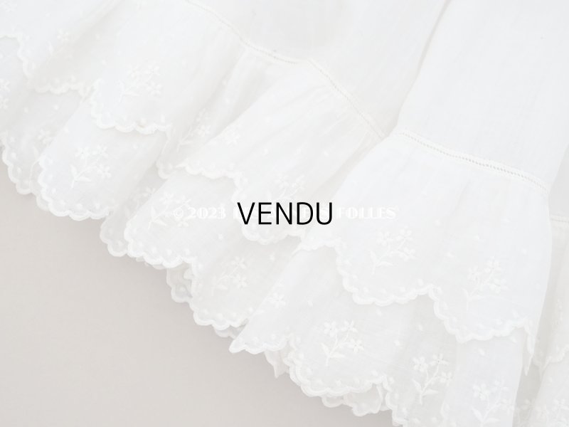 画像10: 1900年頃 アンティーク　小さな女の子のドレス ピーチピンクのリボン＆手刺繍の花模様