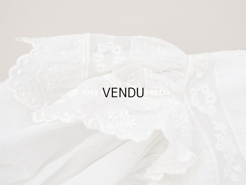 画像8: 1900年頃 アンティーク　小さな女の子のドレス ピーチピンクのリボン＆手刺繍の花模様