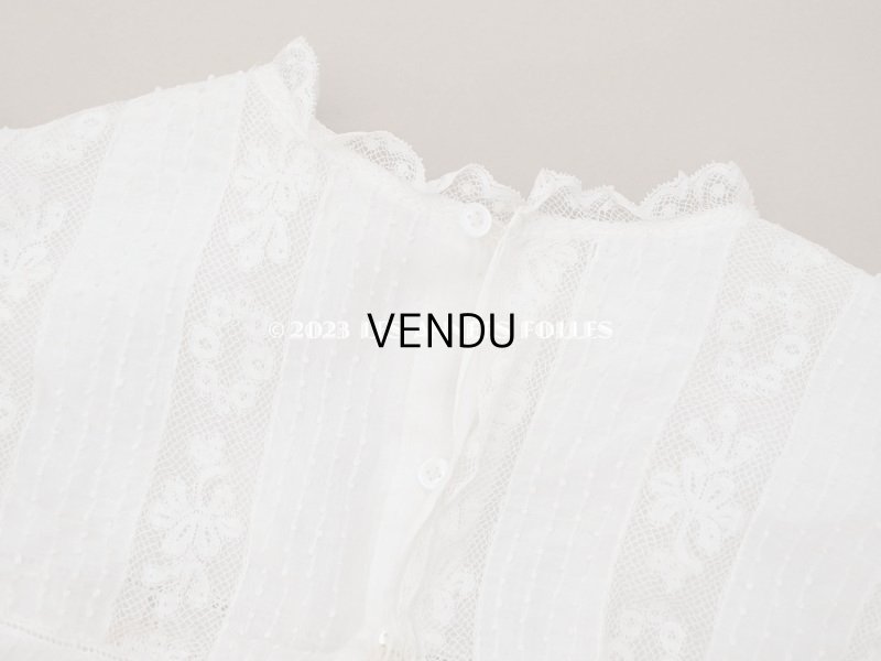 画像13: 1900年頃 アンティーク　小さな女の子のドレス ピーチピンクのリボン＆手刺繍の花模様