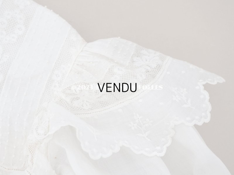 画像15: 1900年頃 アンティーク　小さな女の子のドレス ピーチピンクのリボン＆手刺繍の花模様