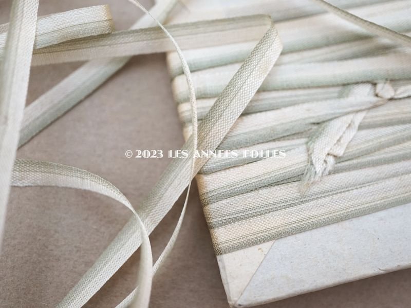 画像2: アンティーク  リボン刺繍 & ロココトリム用 シルク製 リボン 5m 極細3mm幅 グリーン RUBANS TRIANON 
