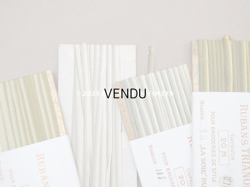 画像6: アンティーク  リボン刺繍 & ロココトリム用 シルク製 リボン 極細3mm幅 グリーン RUBANS TRIANON 