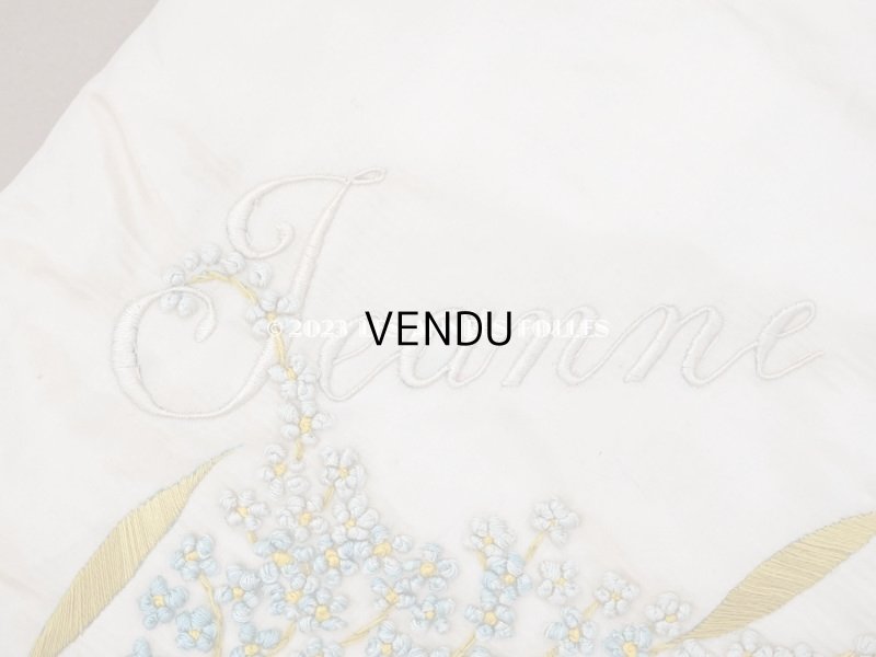 画像5: アンティーク シルク製 勿忘草のハンキーケース リボン付き ハンカチ用ポシェット JEANNE