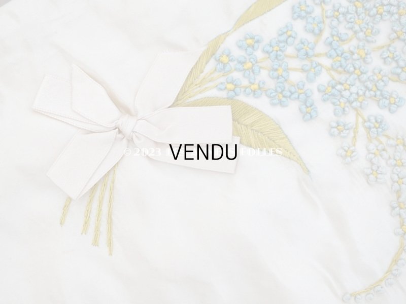 画像6: アンティーク シルク製 勿忘草のハンキーケース リボン付き ハンカチ用ポシェット JEANNE