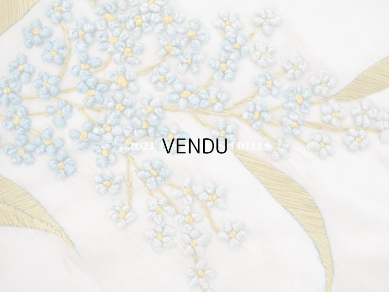 画像8: アンティーク シルク製 勿忘草のハンキーケース リボン付き ハンカチ用ポシェット JEANNE