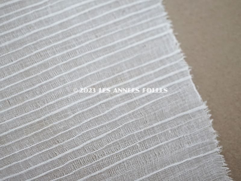 画像5: ＊蚤の市＊未使用 アンティーク ストライプ刺繍入り オーガンジー 生地 5枚セット