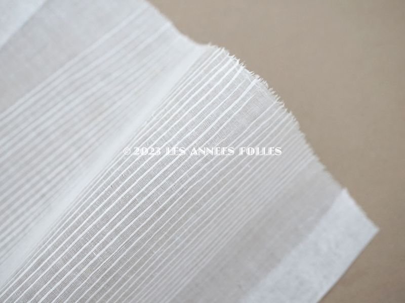 画像8: ＊蚤の市＊未使用 アンティーク ストライプ刺繍入り オーガンジー 生地 5枚セット