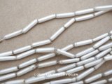 アンティーク 磨りガラス風 スフレビーズ シルバー　バンブー　1.5✗8mm 約600ピース 吹きガラス製 ビーズ