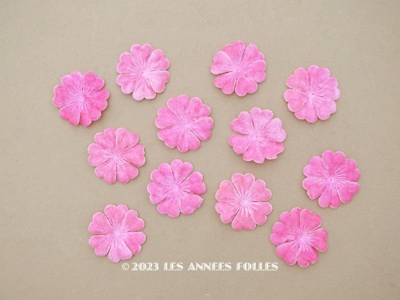 画像1: アンティーク　ベルベットの布花  花びら 6〜12ピースのセット　ピンク