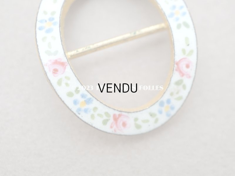 画像3: 19世紀末 アンティーク とても小さなバックル 薔薇のハンドペイント エナメル加工 