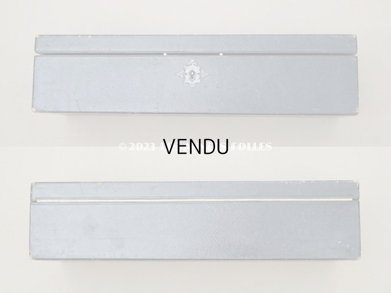 画像6: 1830〜1840年頃　アンティーク 本革製 イニシャル入り　グローブボックス ナイトブルーのシルククッション　- Alphonse Giroux Paris -