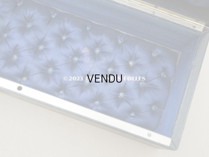 画像14: 1830〜1840年頃　アンティーク 本革製 イニシャル入り　グローブボックス ナイトブルーのシルククッション　- Alphonse Giroux Paris -