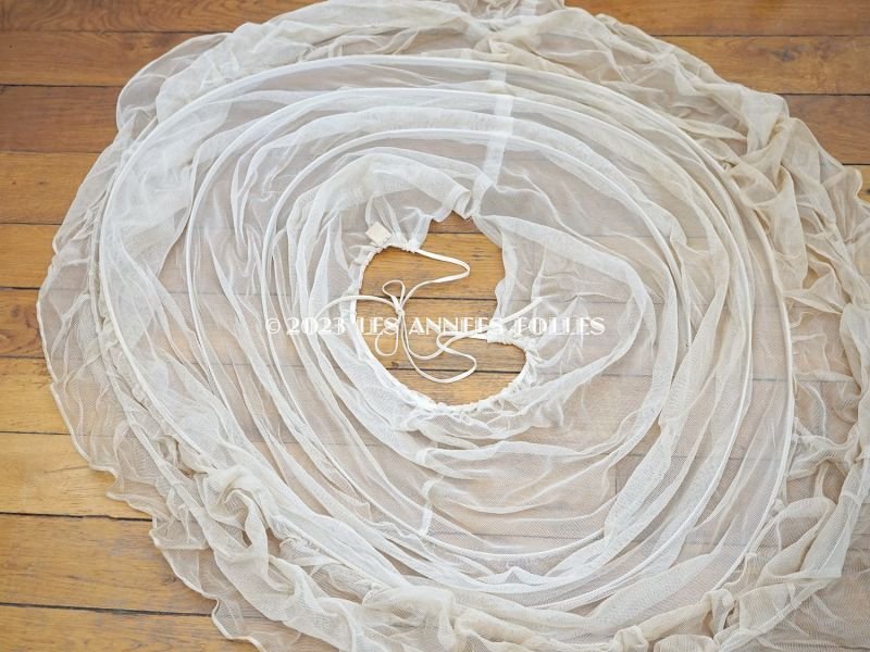 画像8: 1900年頃 未使用 タグ付き アンティーク クリノリン 生成りのチュールレース