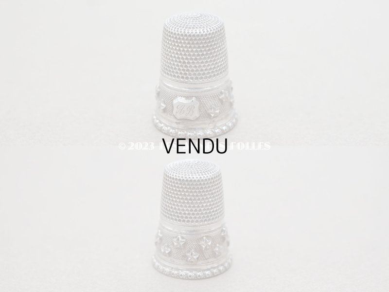 画像7: アンティーク ボンマルシェ　シルバー製シンブル イニシャル入り&星柄 指ぬき  - AU BON MARCHE -