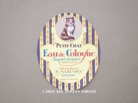 アンティーク 猫のパフュームラベル　PETIT CHAT EAU DE COLOGNESUPERIEURE- E.ALZIARY GRASSE -