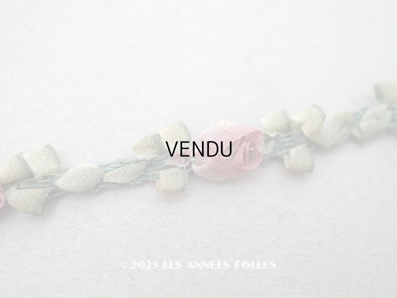 画像6: アンティーク シルク製 薔薇のロココトリム オールドローズ色 ロココリボン