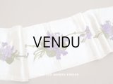 未使用 19世紀末 アンティーク ドレス用 幅広 菫のリボン刺繍  1.21m 幅19.8cm