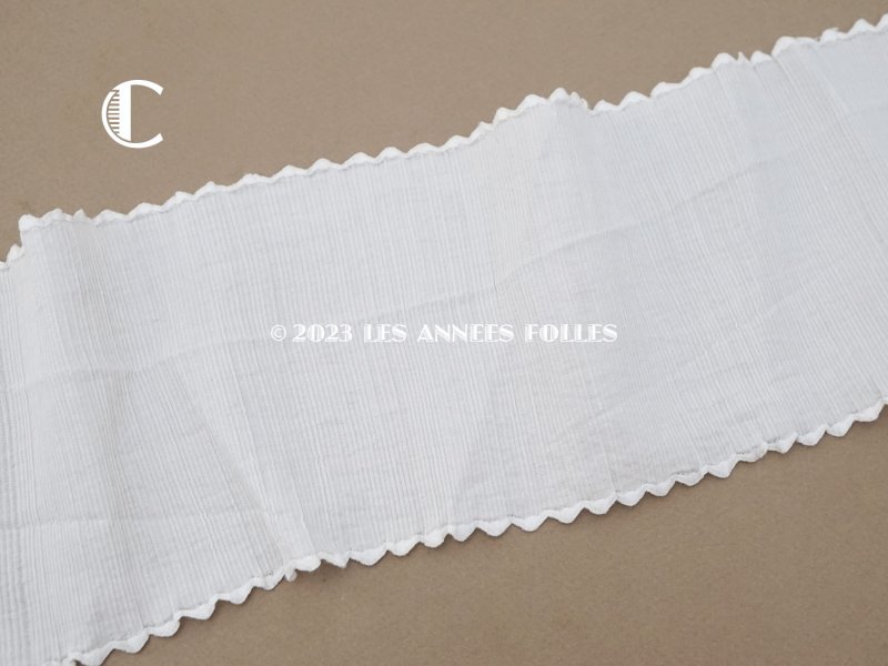 画像6: 18世紀 アンティーク 刺繍入り 幅広 スカラップリボン ファブリック コットン製　