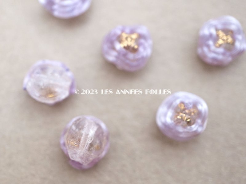 画像3: アンティーク 硝子製 花型のビーズ 紫 6ピースのセット 約7〜8mm 