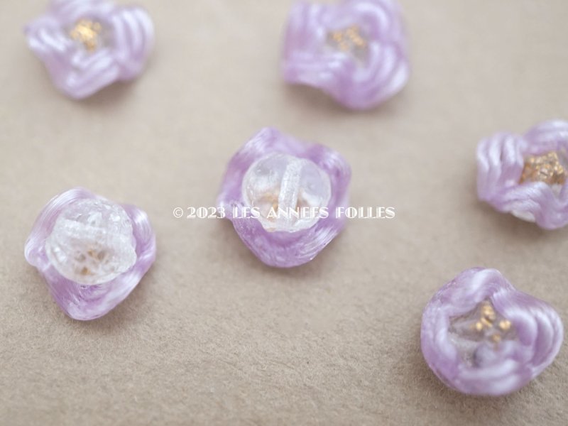 画像3: アンティーク 硝子製 花型のビーズ 紫 6ピースのセット 約9mm 