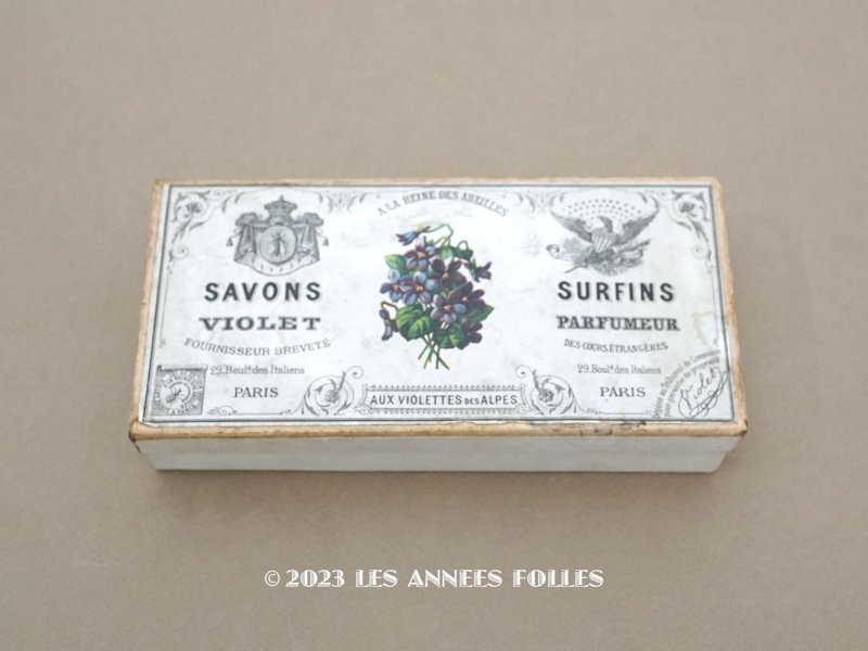 画像1: 19世紀末 アンティーク 菫のソープーボックス SAVON AUX VIOLETTES DES ALPES - VIOLET PARIS -