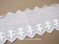 アンティーク スカラップレース 百合の紋章の手刺繍　7.7cm幅 ホワイトワーク