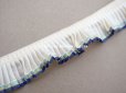 画像10: アンティーク シルク製　プリーツリボン ブルー＆イエローのライン入り 2cm幅 