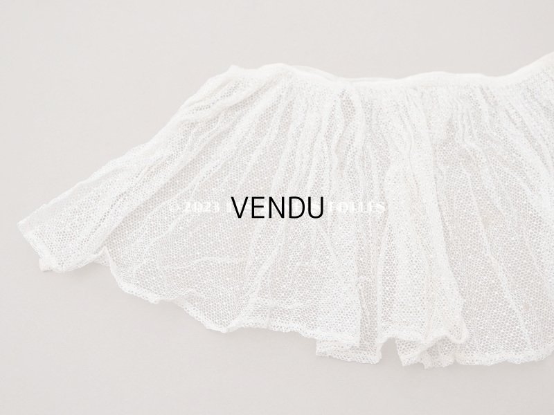 画像3: アンティーク 幅広 ドットのフリルレース エクリュ 16cm幅 39cm チュールレース