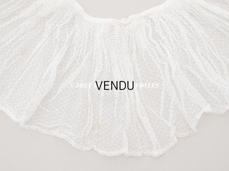 画像4: アンティーク 幅広 ドットのフリルレース エクリュ 16cm幅 39cm チュールレース