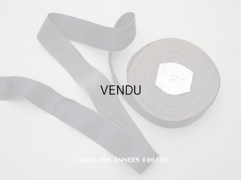 画像1: 19世紀末 アンティーク シルク製 サテンリボン ブラック＆ブラウン ダブルフェイス　幅2cm 