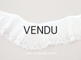 アンティーク スカラップ プリーツリボン ドット刺繍入り 7.8cm幅 コットンオーガンジー