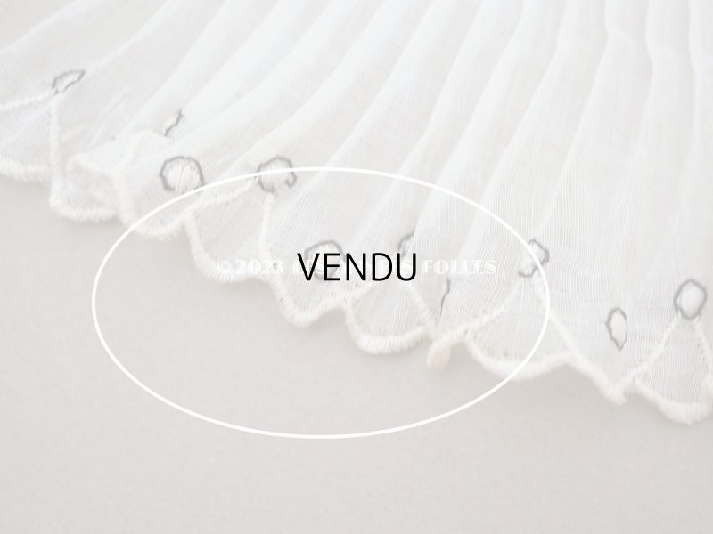 画像11: アンティーク スカラップ プリーツリボン ドット刺繍入り 7.8cm幅 コットンオーガンジー