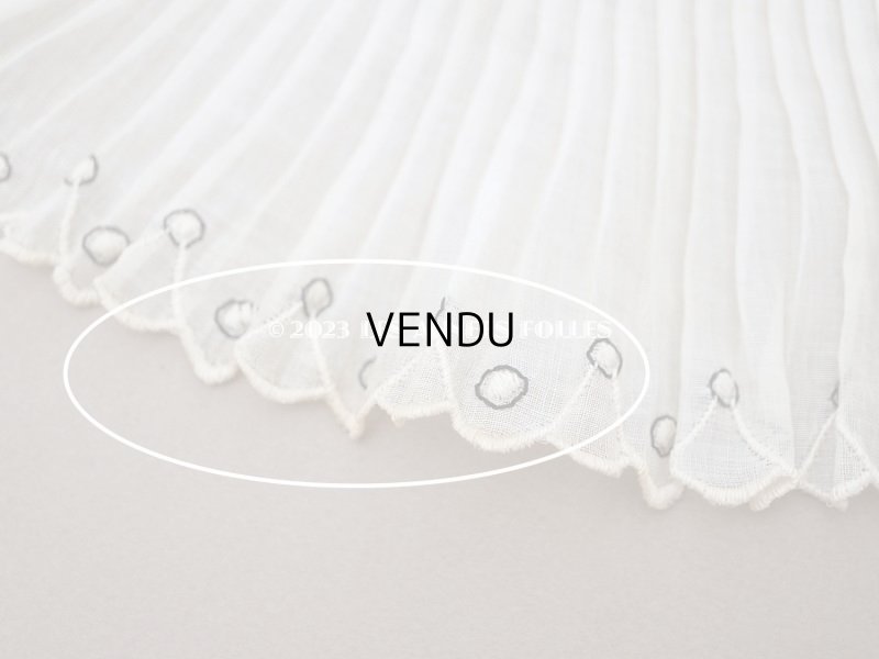 画像13: アンティーク スカラップ プリーツリボン ドット刺繍入り 7.8cm幅 コットンオーガンジー