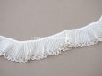画像4: アンティーク スカラップ プリーツリボン ドット刺繍入り 7.8cm幅 コットンオーガンジー
