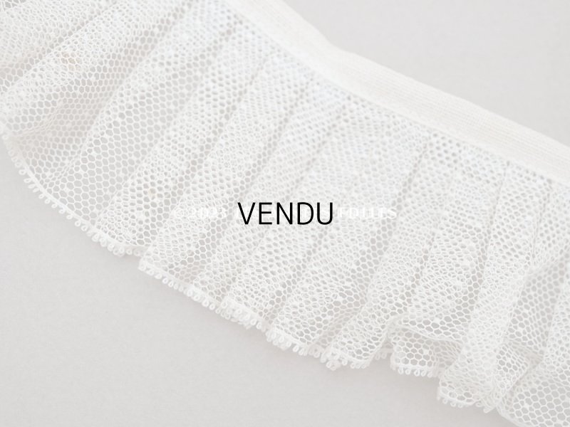 画像4: アンティーク ドット柄 プリーツレース 5.5cm幅 オフホワイト&淡いピンク