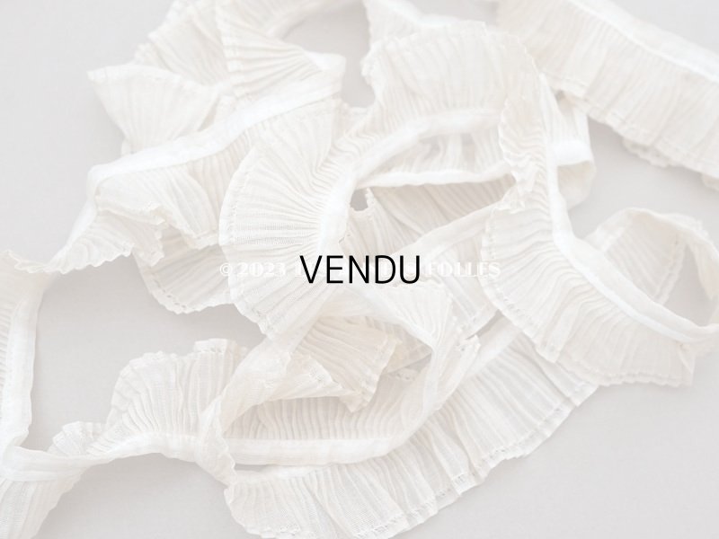 画像4: アンティーク プリーツリボン 生成り コットンオーガンジー 2.3cm幅