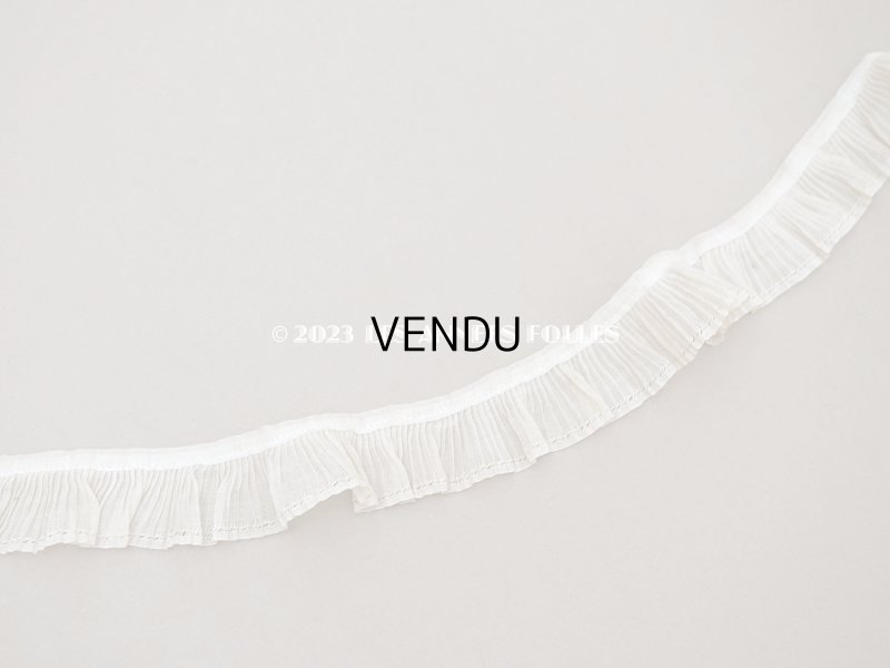 画像3: アンティーク プリーツリボン 生成り コットンオーガンジー 2.3cm幅