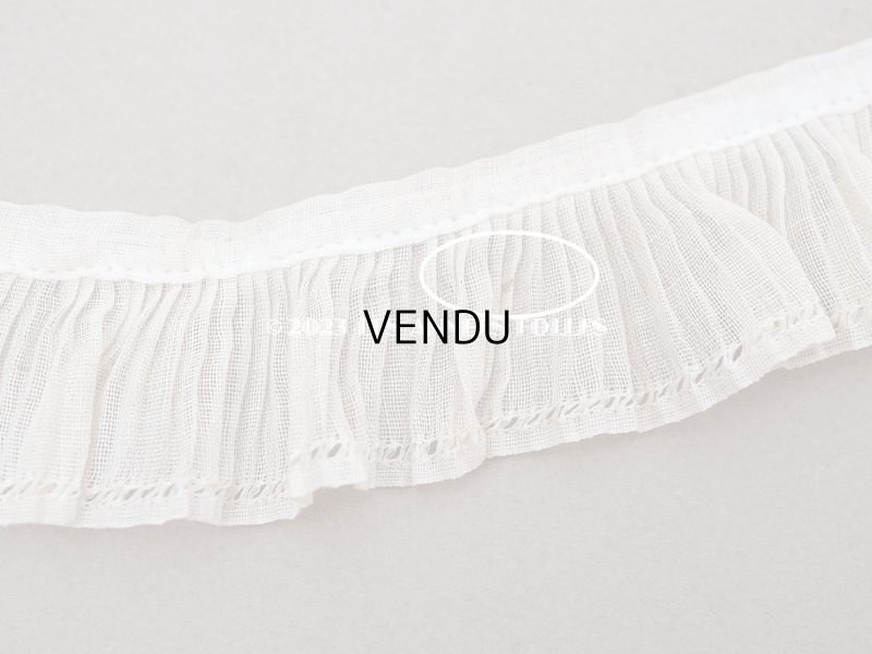 画像7: アンティーク プリーツリボン 生成り コットンオーガンジー 2.3cm幅