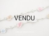 アンティーク シルク製 5色の薔薇のロココトリム 49cm ロココリボン 