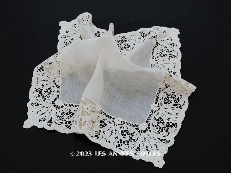 画像1: 18世紀 アンティーク 結婚式のハンカチ　ポワンドサーブル＆ポワンドヴニーズ&ホワイトワーク