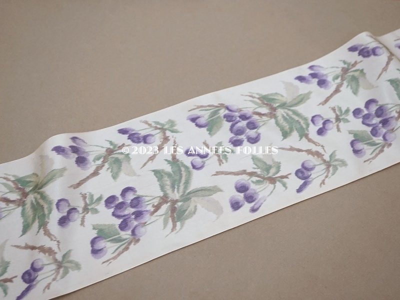 画像3: 新品同様　19世紀 アンティーク シルク製 幅広リボン ほぐし織り チェリー柄  幅16.2cm