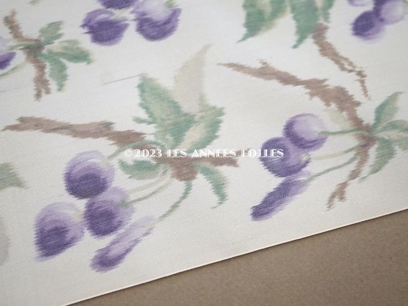 画像4: 新品同様　19世紀 アンティーク シルク製 幅広リボン ほぐし織り チェリー柄  幅16.2cm
