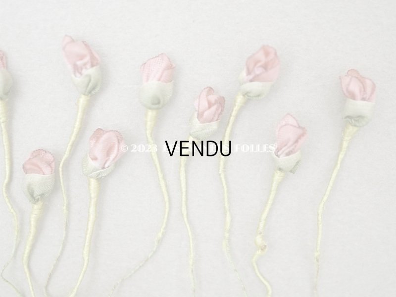 画像9: 19世紀末 アンティーク シルク製 ロココモチーフ 12点セット 未使用 オールドローズ色