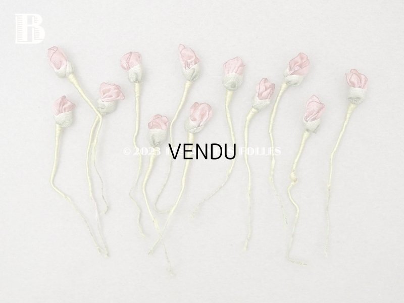 画像7: 19世紀末 アンティーク シルク製 ロココモチーフ 12点セット 未使用 オールドローズ色