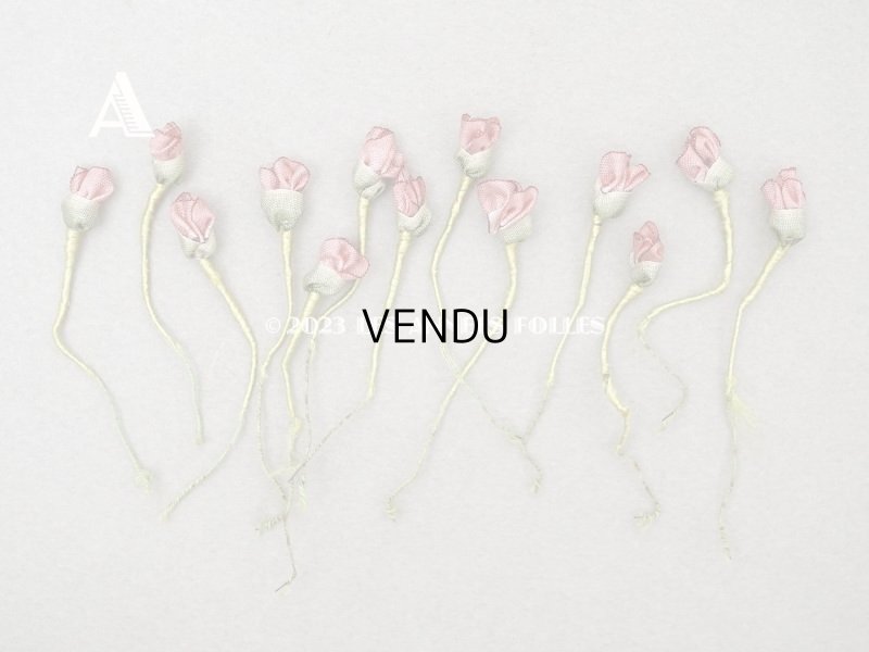 画像3: 19世紀末 アンティーク シルク製 ロココモチーフ 12点セット 未使用 オールドローズ色