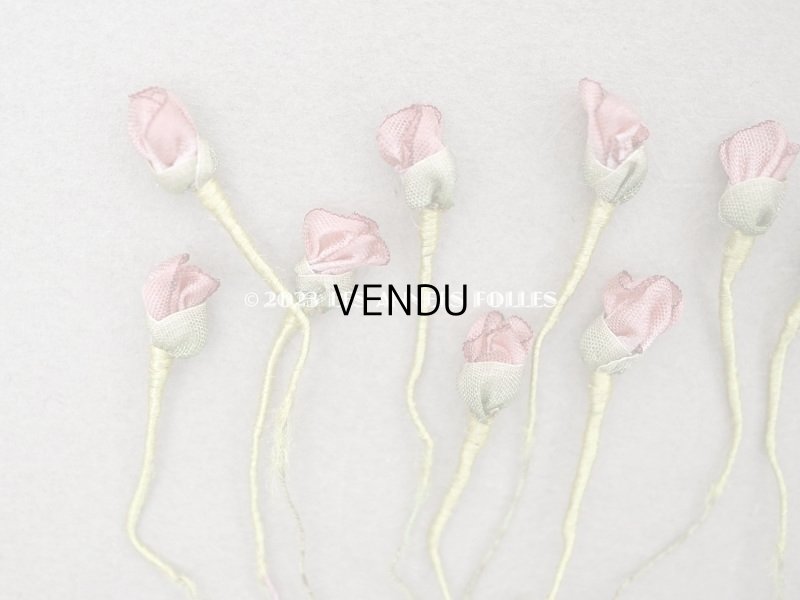 画像8: 19世紀末 アンティーク シルク製 ロココモチーフ 12点セット 未使用 オールドローズ色