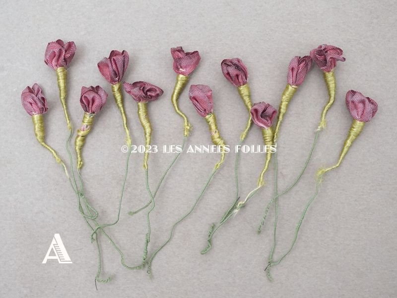 画像3: 19世紀末 アンティーク シルク製 ロココモチーフ　12点セット 未使用　オールドローズ色