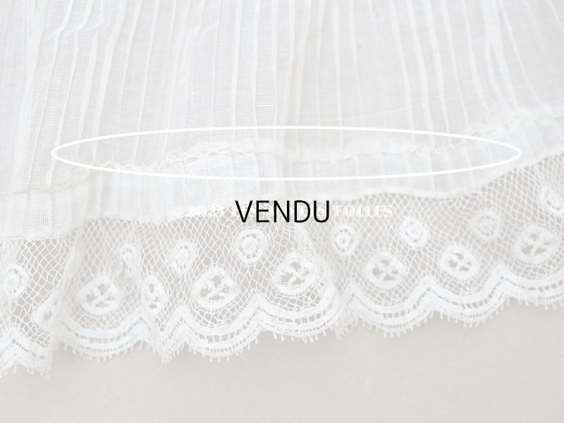 画像12: 1900年頃 アンティーク 幅広 ドレスの裾  プリーツ入り レース付 1.9m 幅21.5cm　コットンオーガンジー