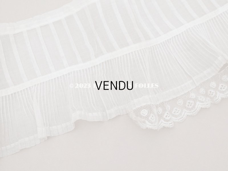 画像8: 1900年頃 アンティーク 幅広 ドレスの裾  プリーツ入り レース付 1.9m 幅21.5cm　コットンオーガンジー