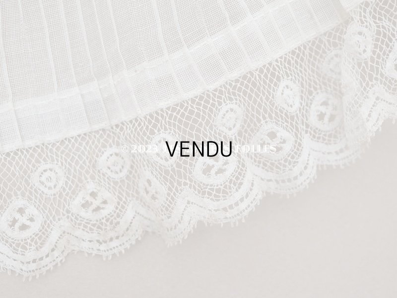 画像4: 1900年頃 アンティーク 幅広 ドレスの裾  プリーツ入り レース付 1.9m 幅21.5cm　コットンオーガンジー